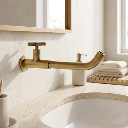 Lagomel wall-mount bathroom faucet, set in a Modern/Minimalist bathroom