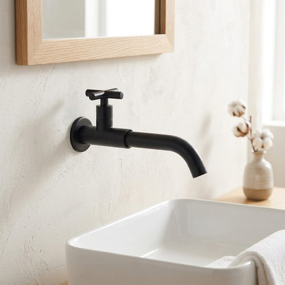 Lagomel wall-mount bathroom faucet, set in a Modern/Minimalist bathroom