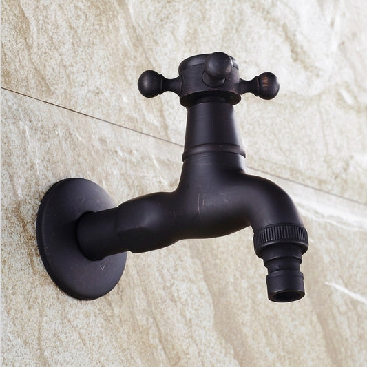 Lagomel wall-mounted single-handle washing machine faucet in oil-rubbed bronze, set in a Vintage/Retro bathroom