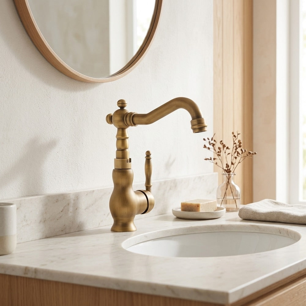 Lagomel single-hole bathroom faucet, set in a Traditional/Classic bathroom