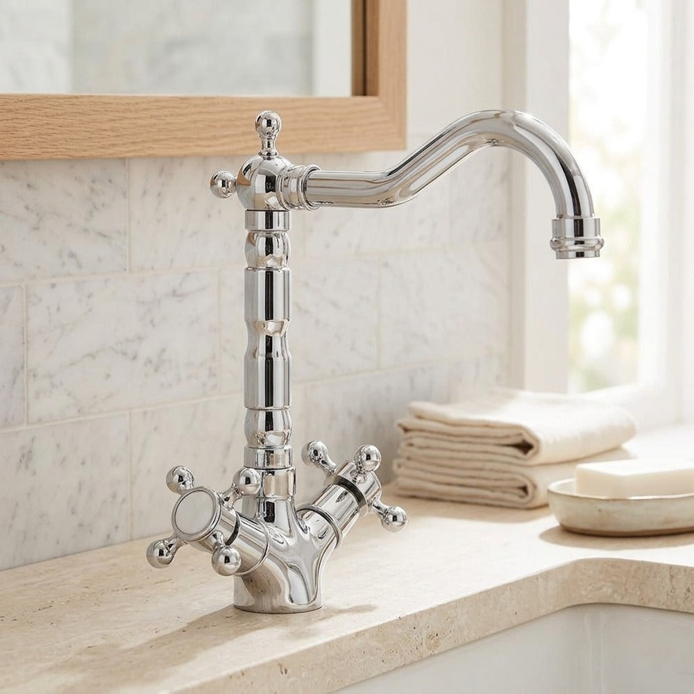 Lagomel single-hole bathroom faucet, set in a Traditional/Classic bathroom