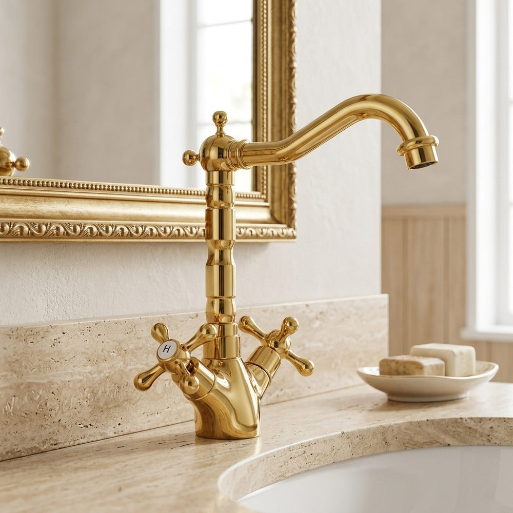 Lagomel single-hole bathroom faucet, set in a Traditional/Classic bathroom