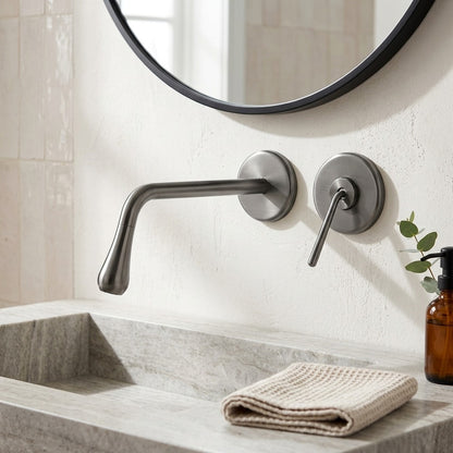 Lagomel single-handle wall-mount bathroom faucet, set in a Modern/Contemporary bathroom