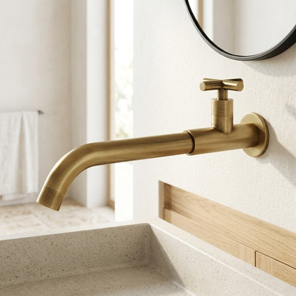 Lagomel single-handle wall-mount bathroom faucet, set in a Modern/Contemporary bathroom