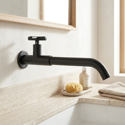 Lagomel single-handle wall-mount bathroom faucet, set in a Modern/Contemporary bathroom