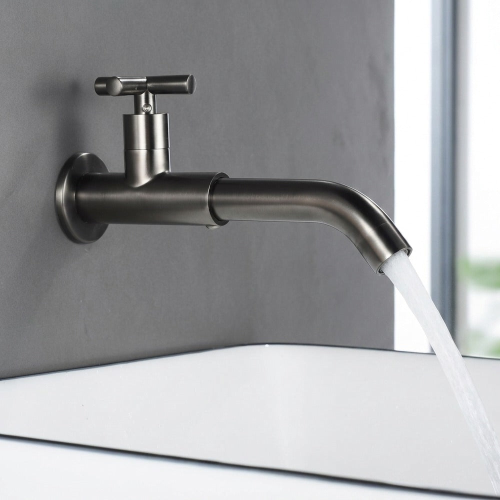 Lagomel single-handle wall-mount bathroom faucet, set in a Modern/Contemporary bathroom