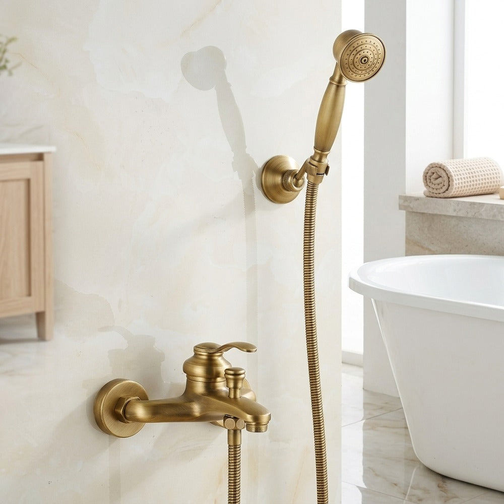 Lagomel single-handle wall-mount tub filler, set in a Modern/Contemporary/Minimalist bathroom
