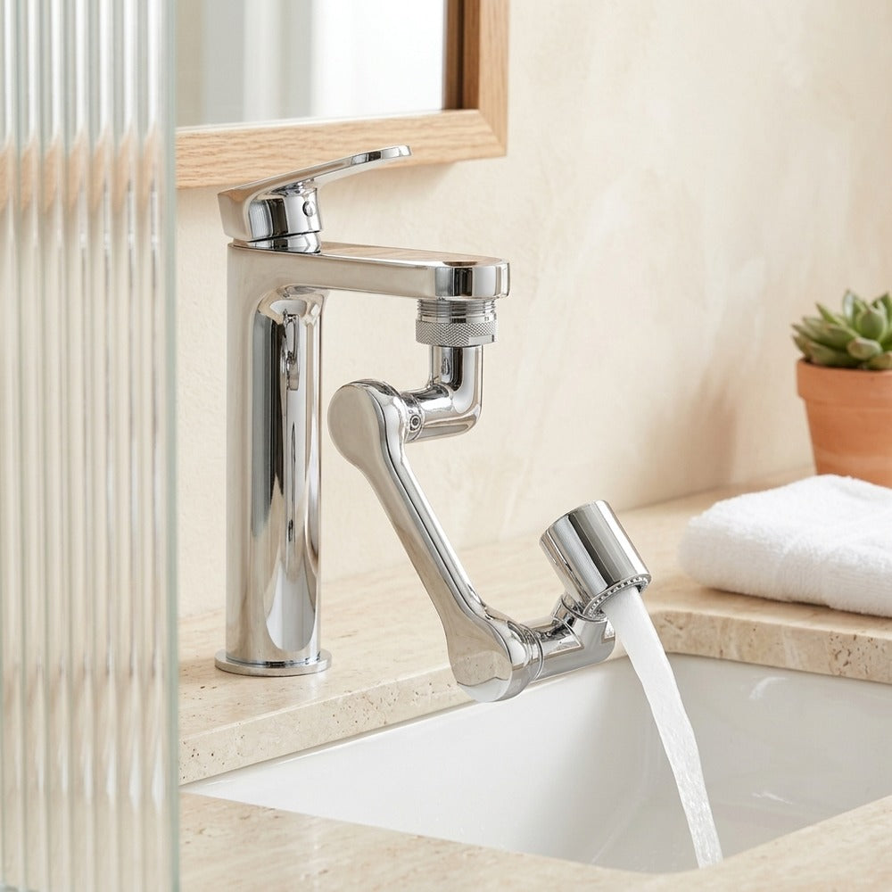 Lagomel faucet aerator in chrome, set in a Modern bathroom