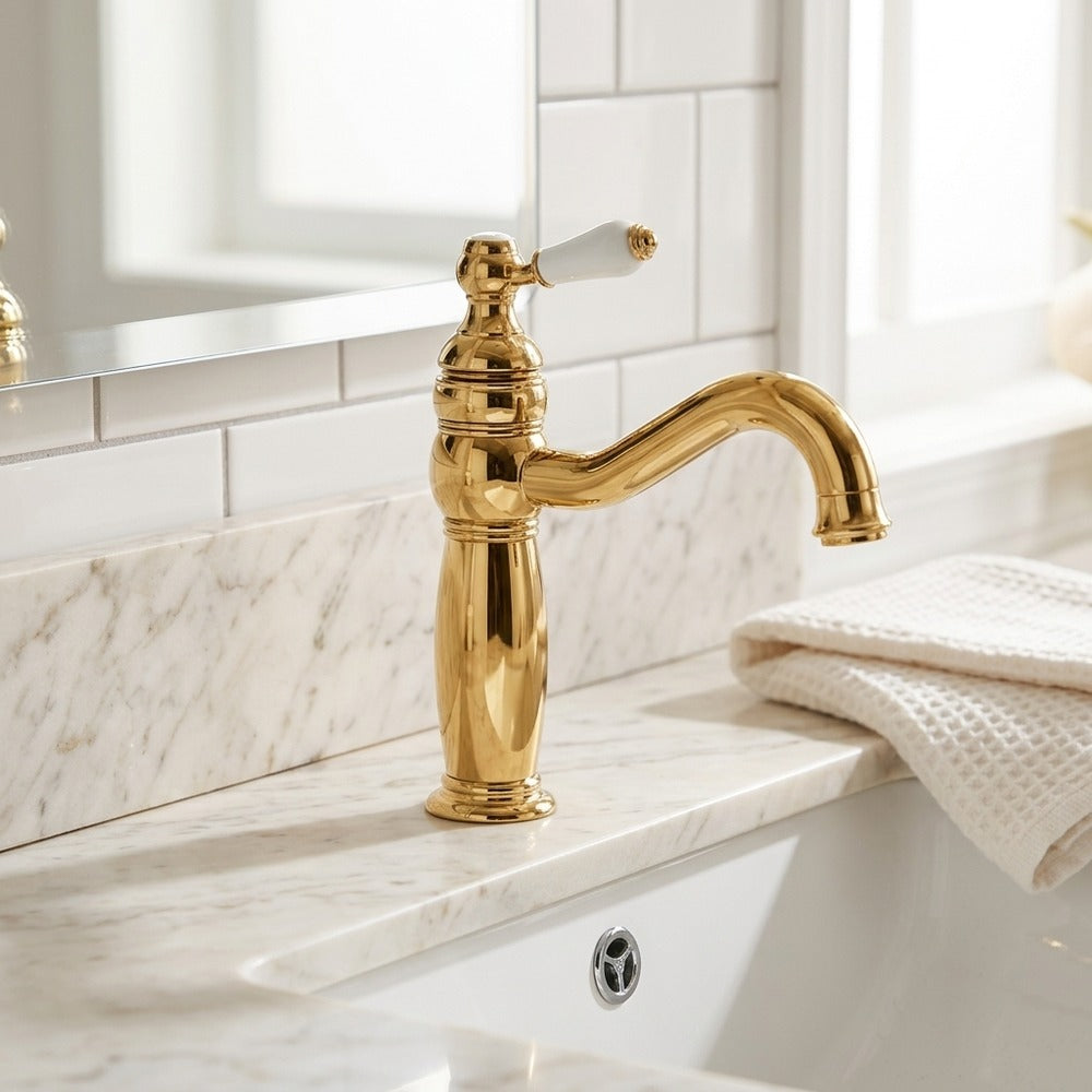 Lagomel single-hole bathroom faucet, set in a Traditional/Classic bathroom