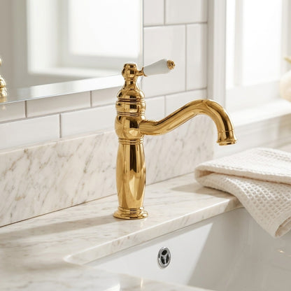 Lagomel single-hole bathroom faucet, set in a Traditional/Classic bathroom