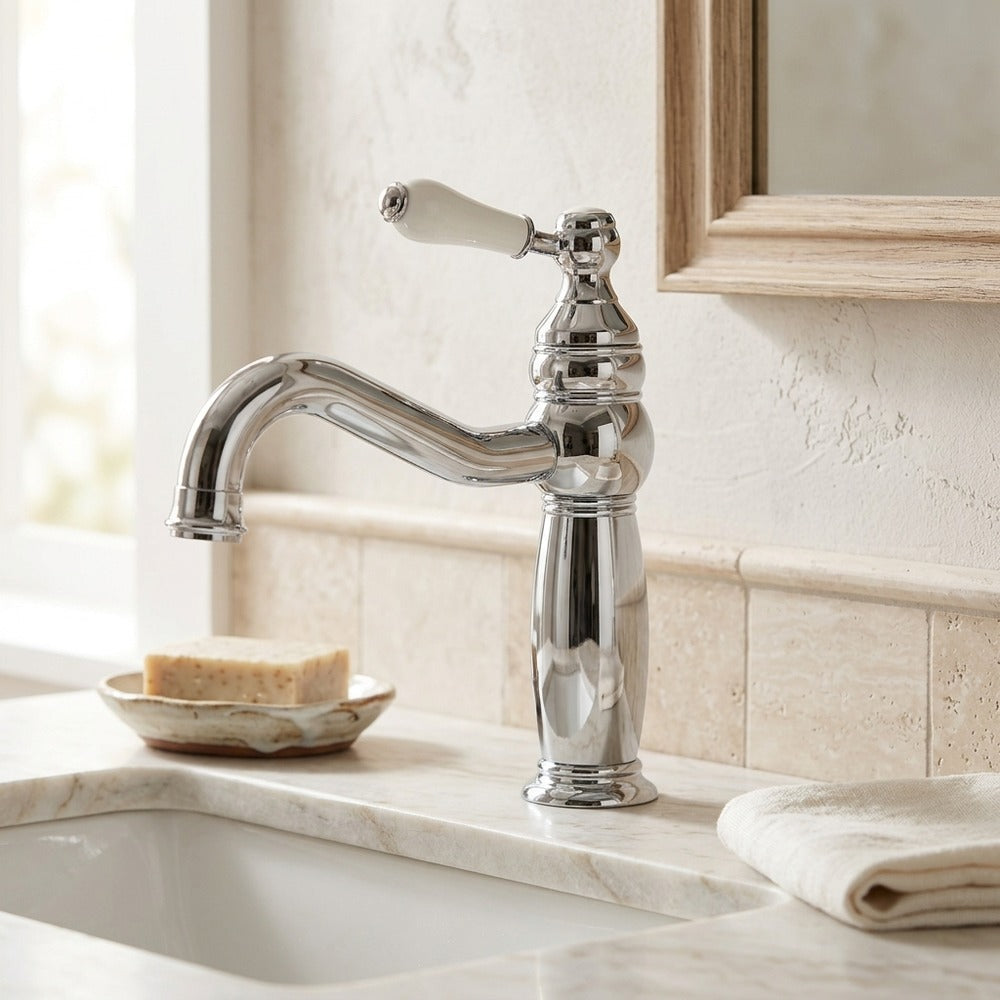 Lagomel single-hole bathroom faucet, set in a Traditional/Classic bathroom