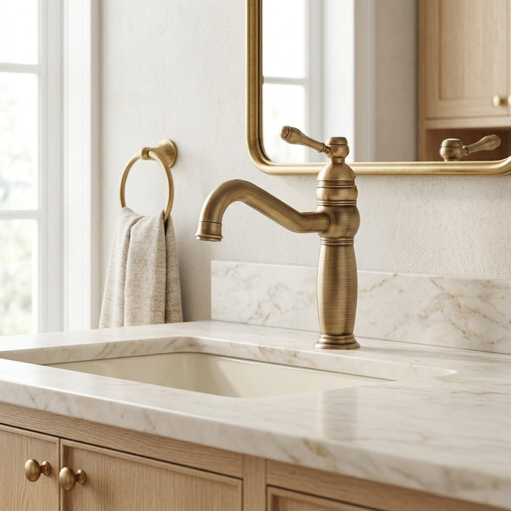 Lagomel single-hole bathroom faucet, set in a Traditional/Classic bathroom