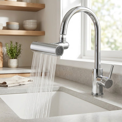 Lagomel waterfall faucet aerator in chrome, set in a Traditional/Classic bathroom