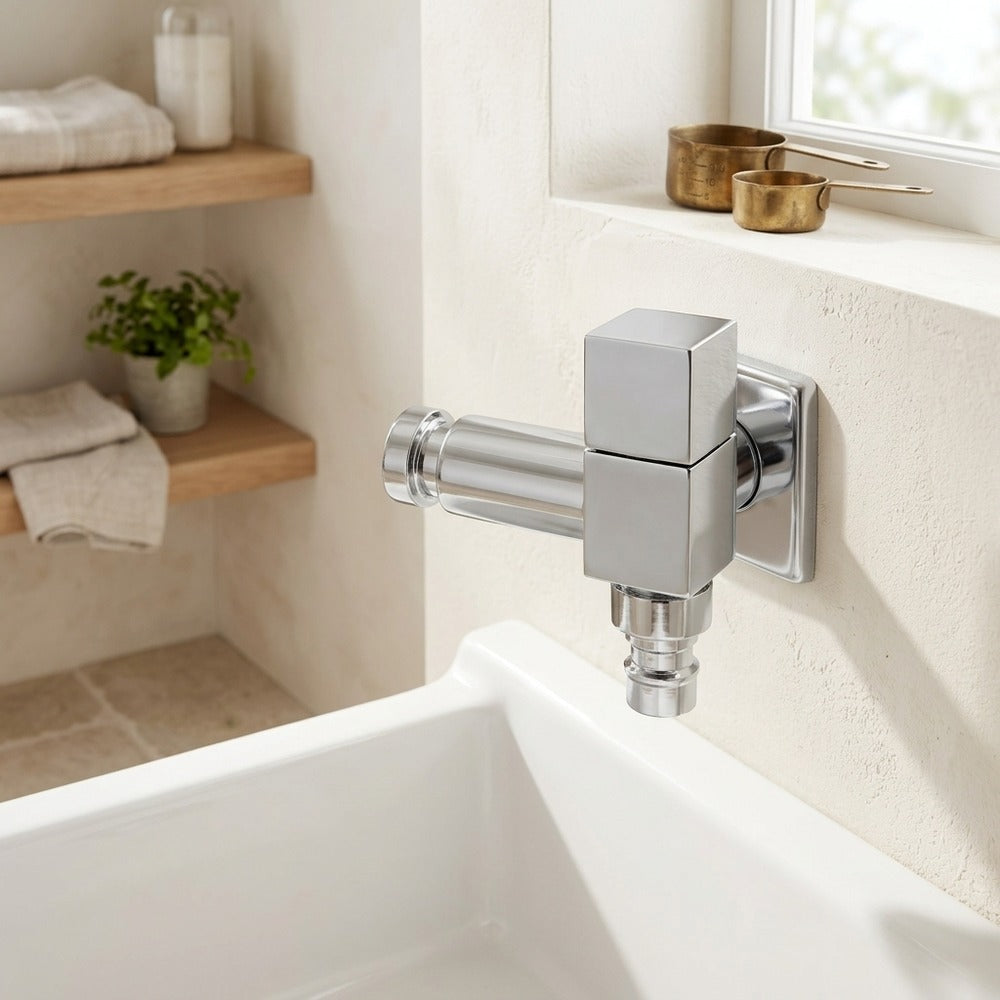 Lagomel wall-mounted washing machine faucet, set in a Traditional/Classic/Rustic/Industrial bathroom