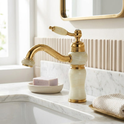 Lagomel single-hole bathroom faucet, set in a Traditional/Classic bathroom
