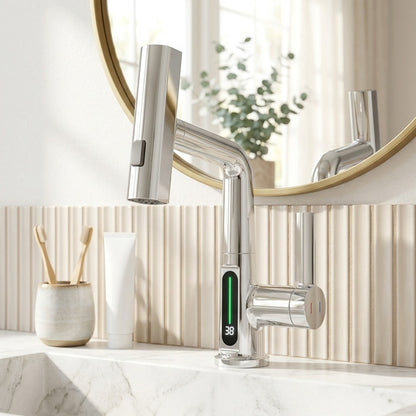 Lagomel pull-out single-hole bathroom faucet, set in a Traditional/Classic/Vintage/Retro bathroom