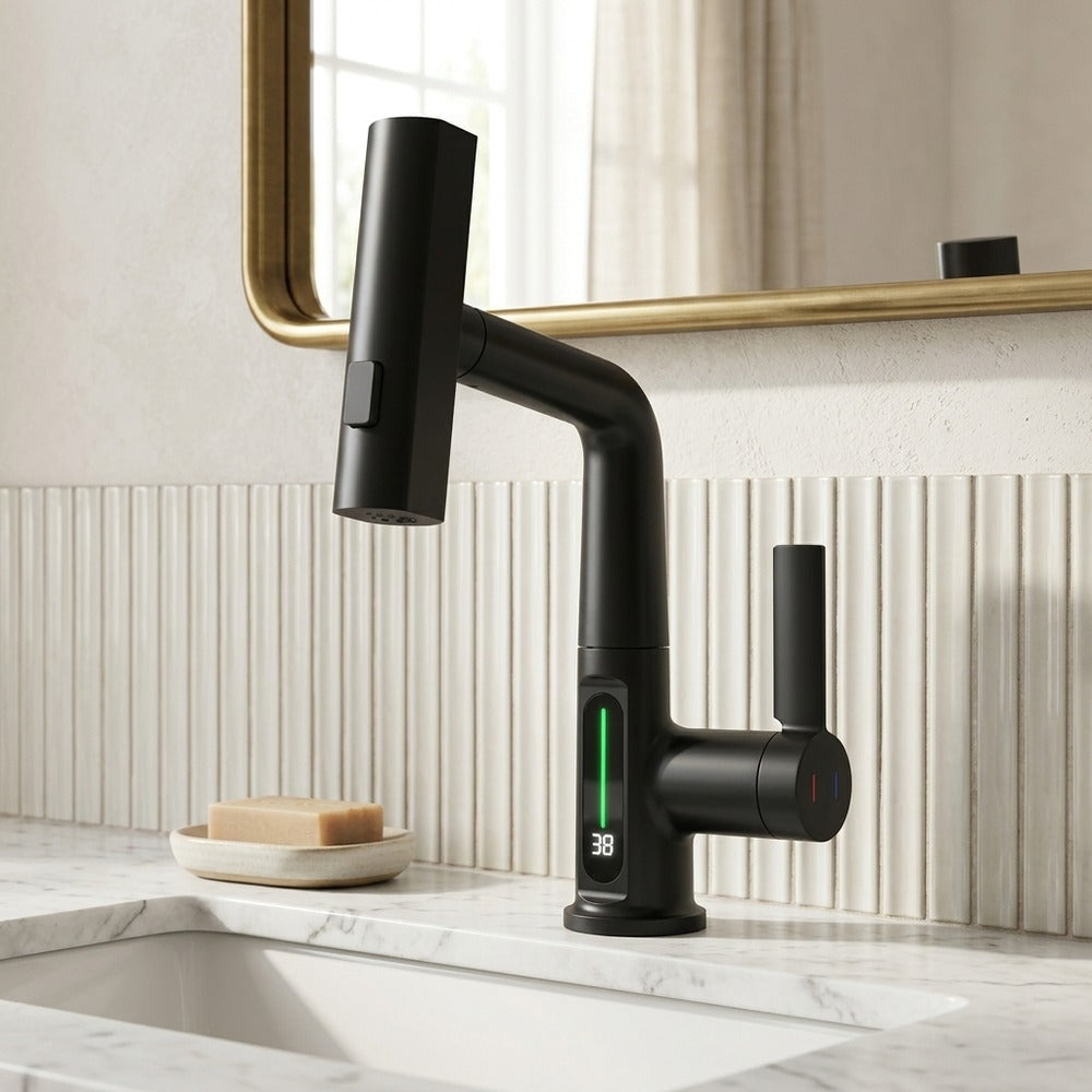 Lagomel pull-out single-hole bathroom faucet, set in a Traditional/Classic/Vintage/Retro bathroom