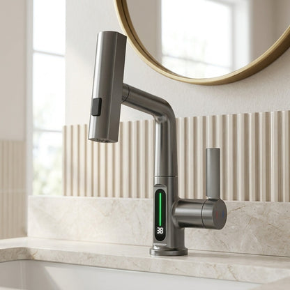 Lagomel pull-out single-hole bathroom faucet, set in a Traditional/Classic/Vintage/Retro bathroom