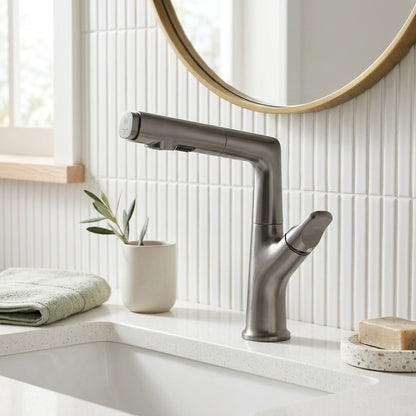 Lagomel pull-out single-hole bathroom faucet, set in a Traditional/Classic/Vintage/Retro bathroom
