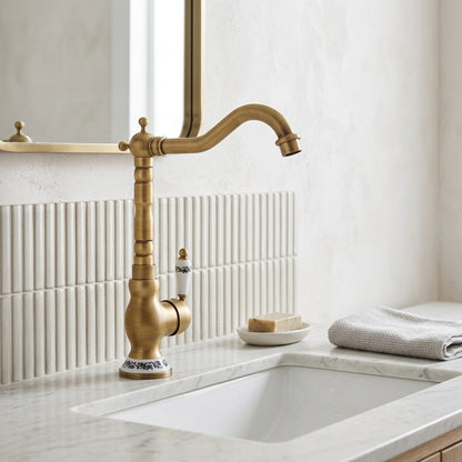Lagomel single-handle vessel sink faucet, set in a Traditional/Classic bathroom