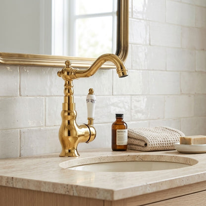 Lagomel single-hole bathroom faucet, set in a Traditional/Classic bathroom