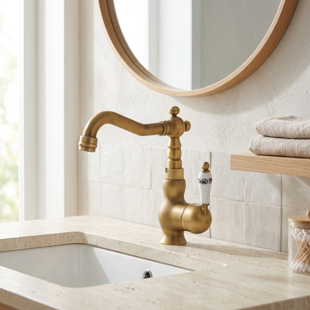 Lagomel single-hole bathroom faucet, set in a Traditional/Classic bathroom