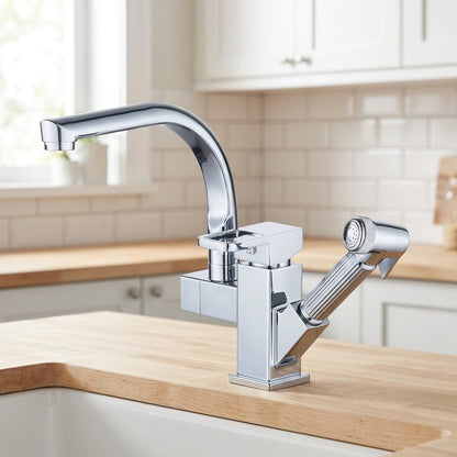 Lagomel single-handle pull-out kitchen faucet, set in a Modern/Contemporary kitchen