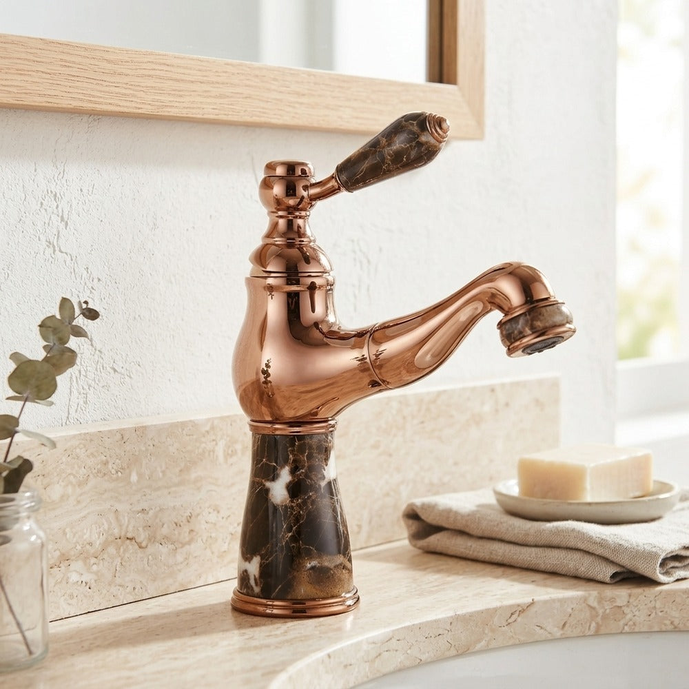 Lagomel pull-out single-hole bathroom faucet, set in a Traditional/Classic/Vintage/Retro bathroom