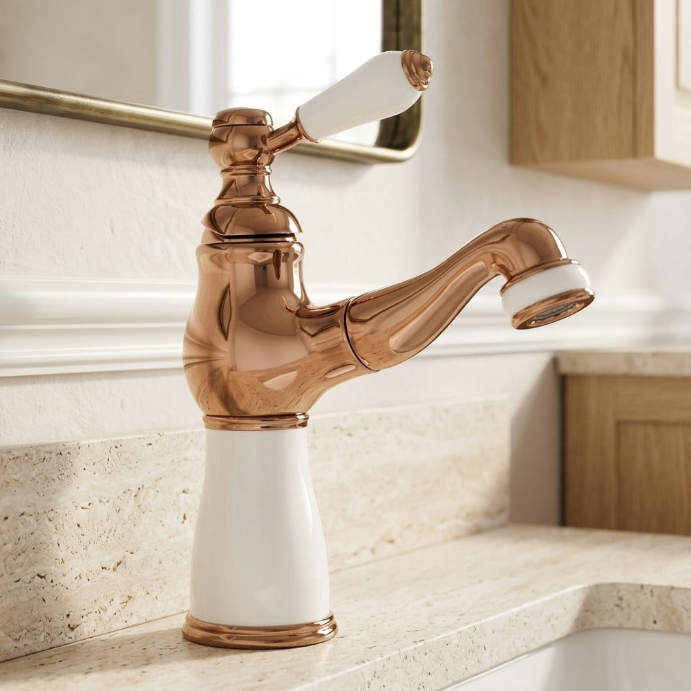 Lagomel pull-out single-hole bathroom faucet, set in a Traditional/Classic/Vintage/Retro bathroom