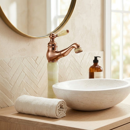 Lagomel pull-out single-hole bathroom faucet, set in a Traditional/Classic/Vintage/Retro bathroom