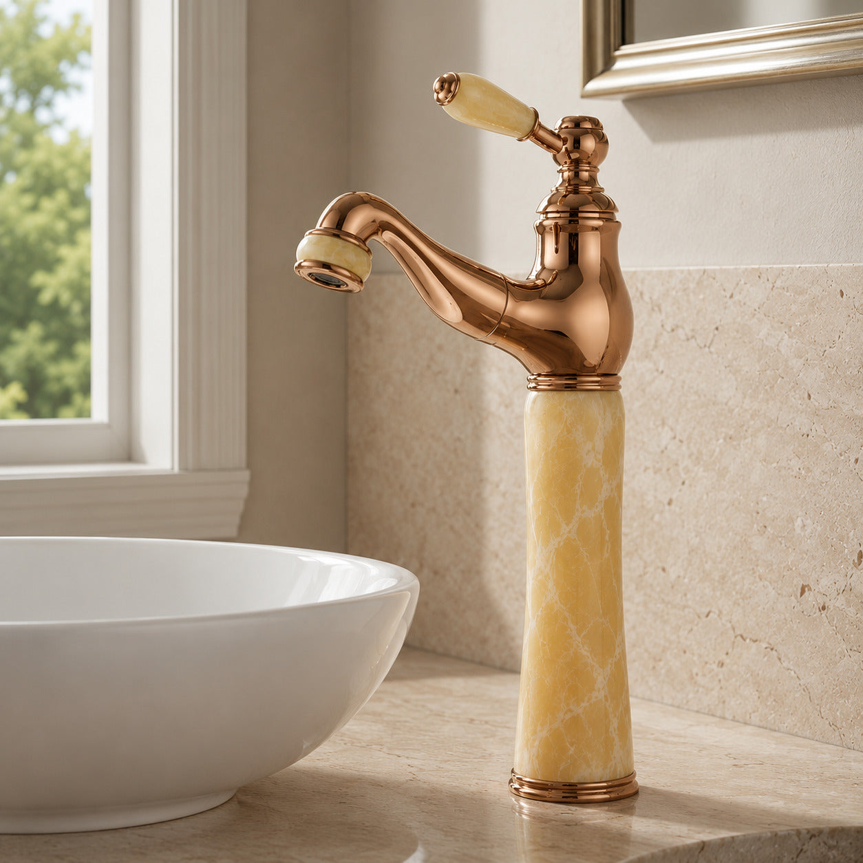 Lagomel pull-out single-hole bathroom faucet, set in a Traditional/Classic/Vintage/Retro bathroom