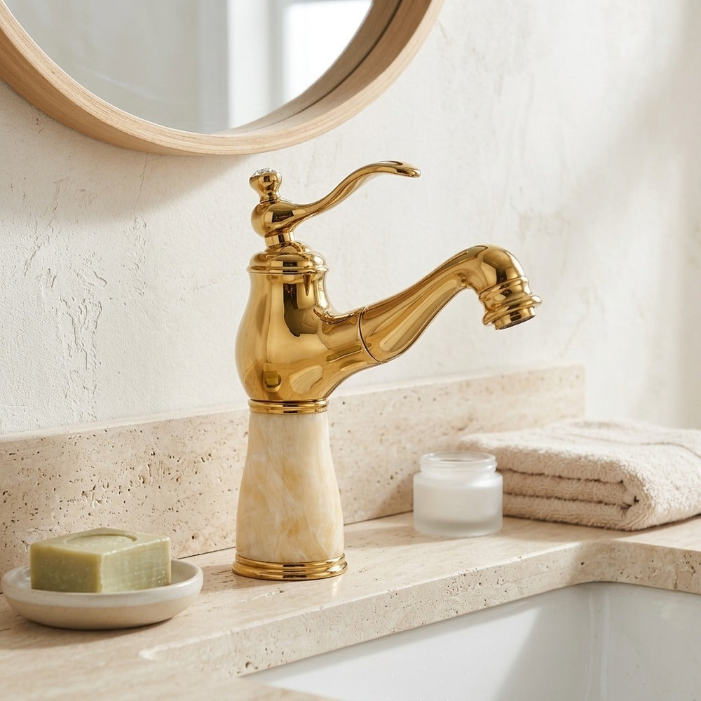 Lagomel single-hole bathroom faucet, set in a Traditional/Classic bathroom
