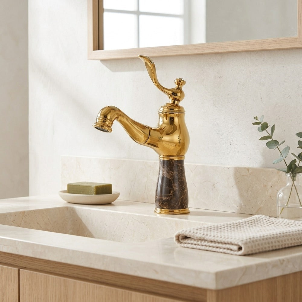 Lagomel single-hole bathroom faucet, set in a Traditional/Classic bathroom