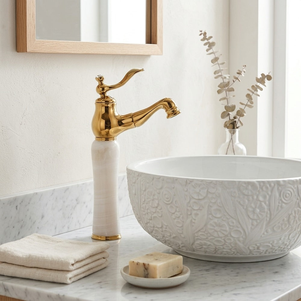 Lagomel single-hole bathroom faucet, set in a Traditional/Classic bathroom