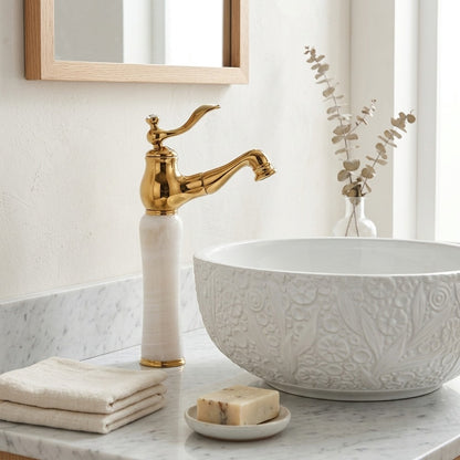 Lagomel single-hole bathroom faucet, set in a Traditional/Classic bathroom