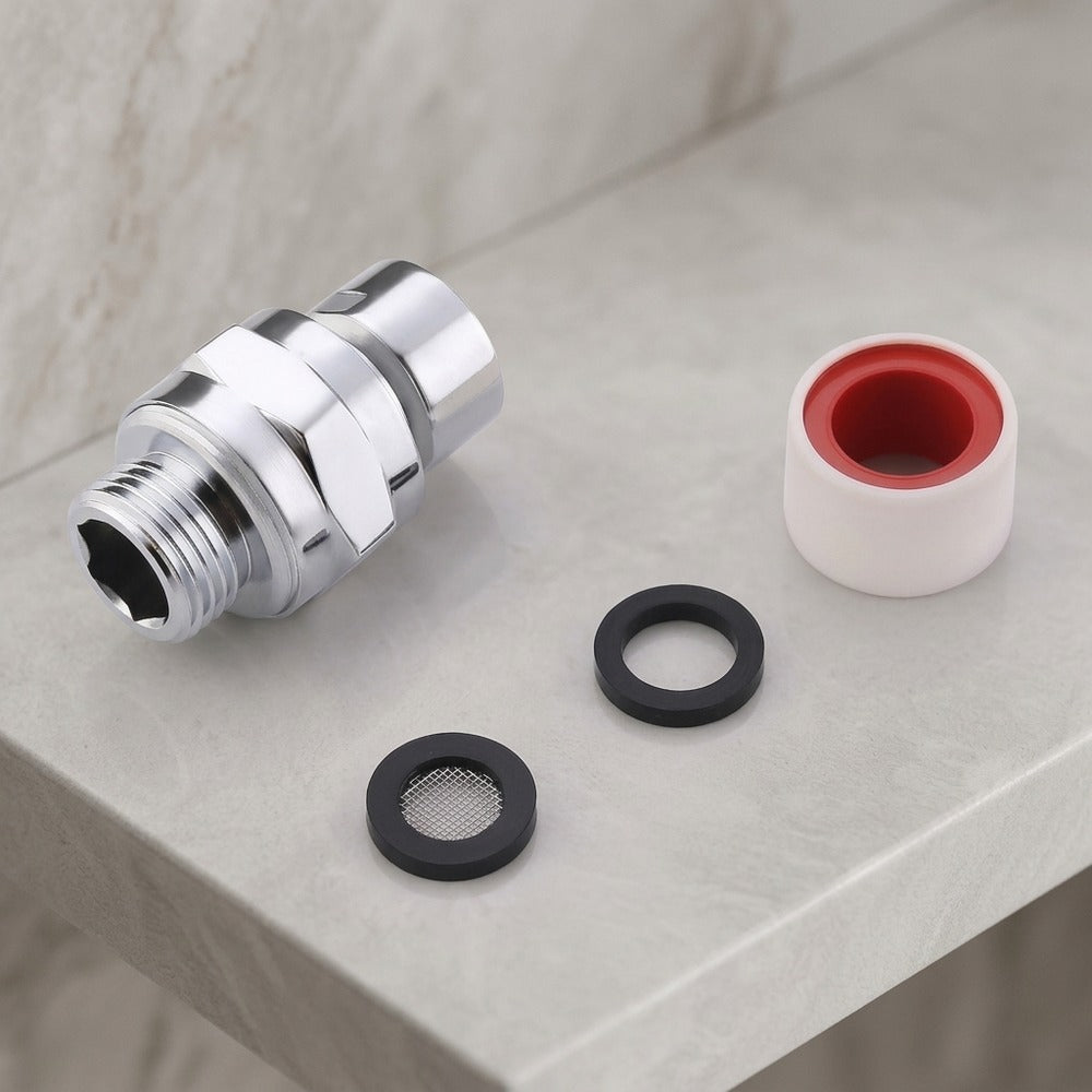 Lagomel shower head holder in chrome, set in a Modern bathroom