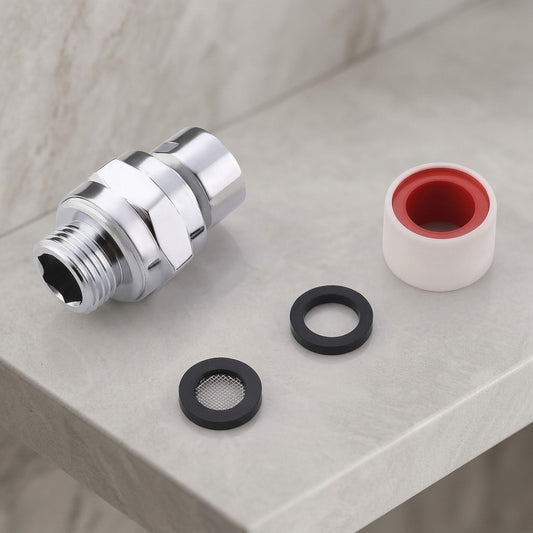 Lagomel shower head holder in chrome, set in a Modern bathroom