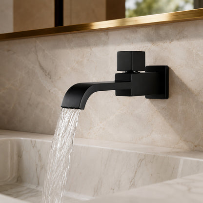 Lagomel single-handle wall-mount bathroom faucet, set in a Modern/Contemporary bathroom