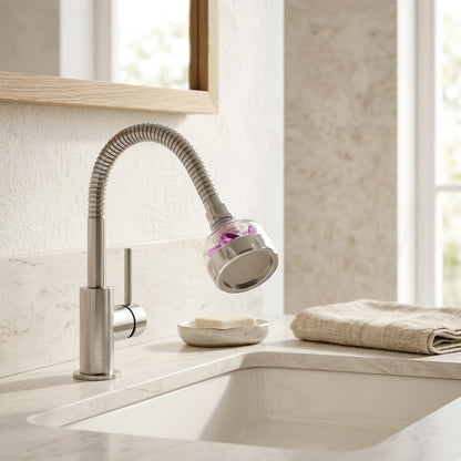 Lagomel faucet aerator, set in a Modern bathroom