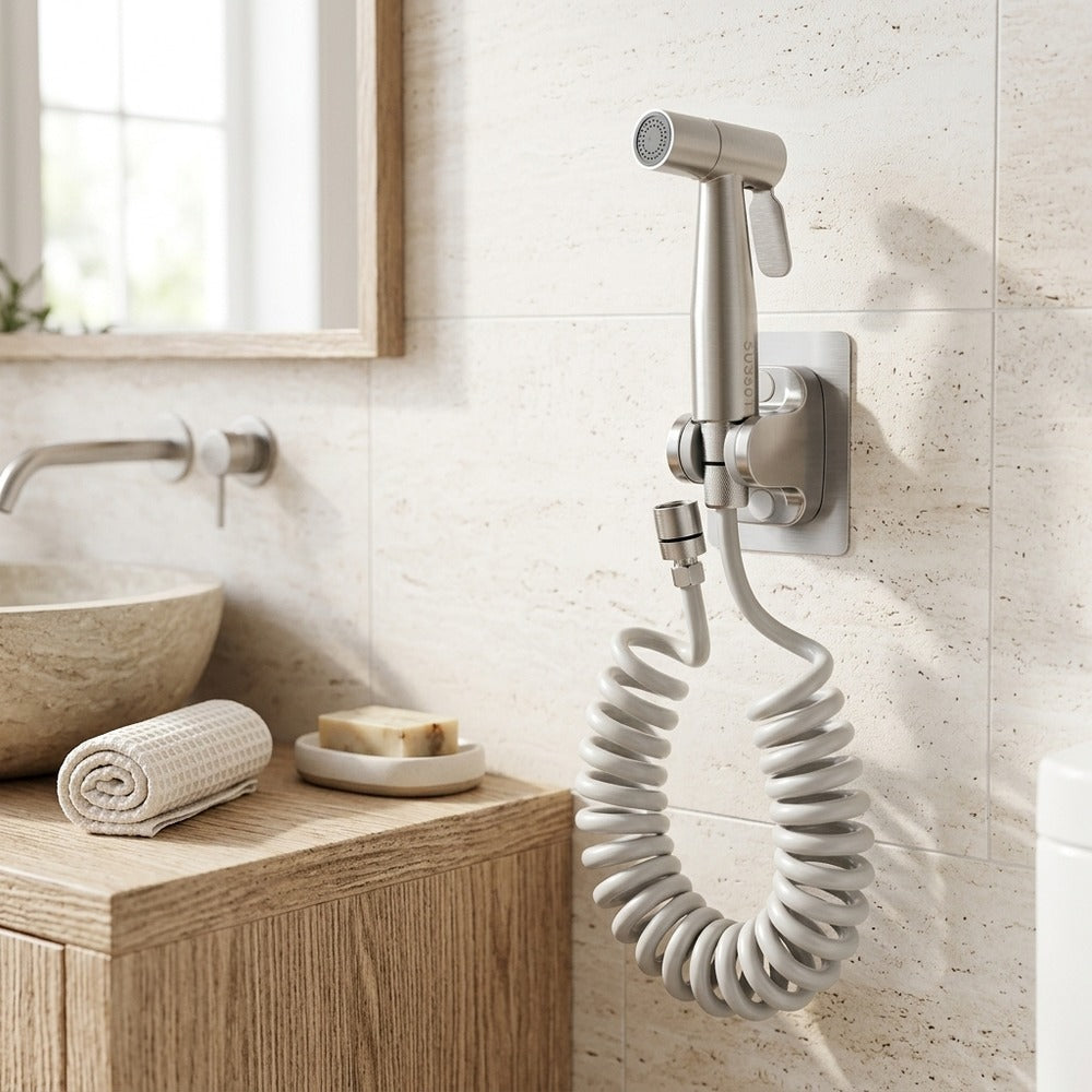Lagomel wall-mounted bidet attachment, set in a Contemporary bathroom