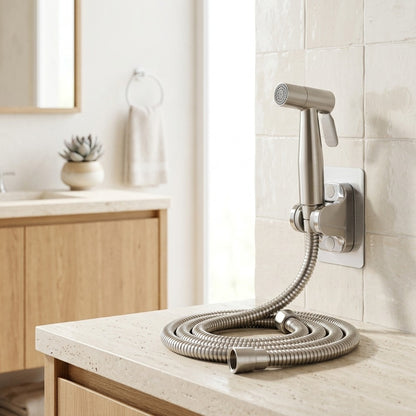 Lagomel wall-mounted bidet attachment, set in a Contemporary bathroom