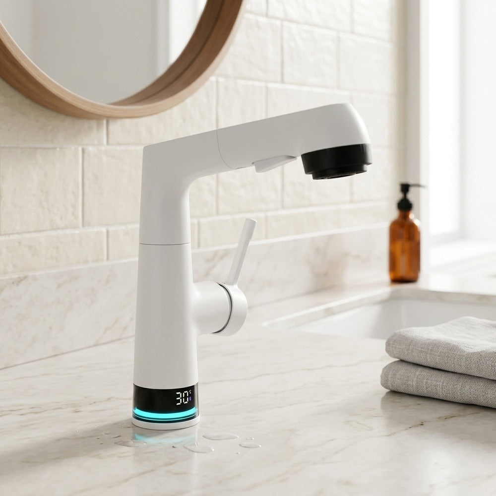 Lagomel pull-out single-hole bathroom faucet, set in a Traditional/Classic/Vintage/Retro bathroom
