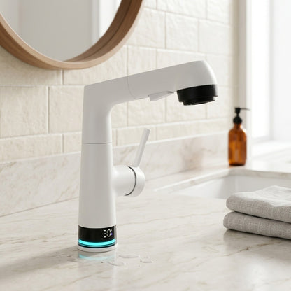 Lagomel pull-out single-hole bathroom faucet, set in a Traditional/Classic/Vintage/Retro bathroom