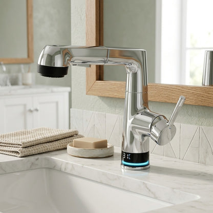 Lagomel pull-out single-hole bathroom faucet, set in a Traditional/Classic/Vintage/Retro bathroom