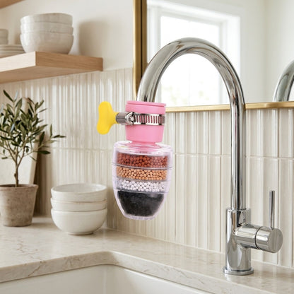 Lagomel faucet water filter in two-tone / mixed finish, set in a Modern kitchen