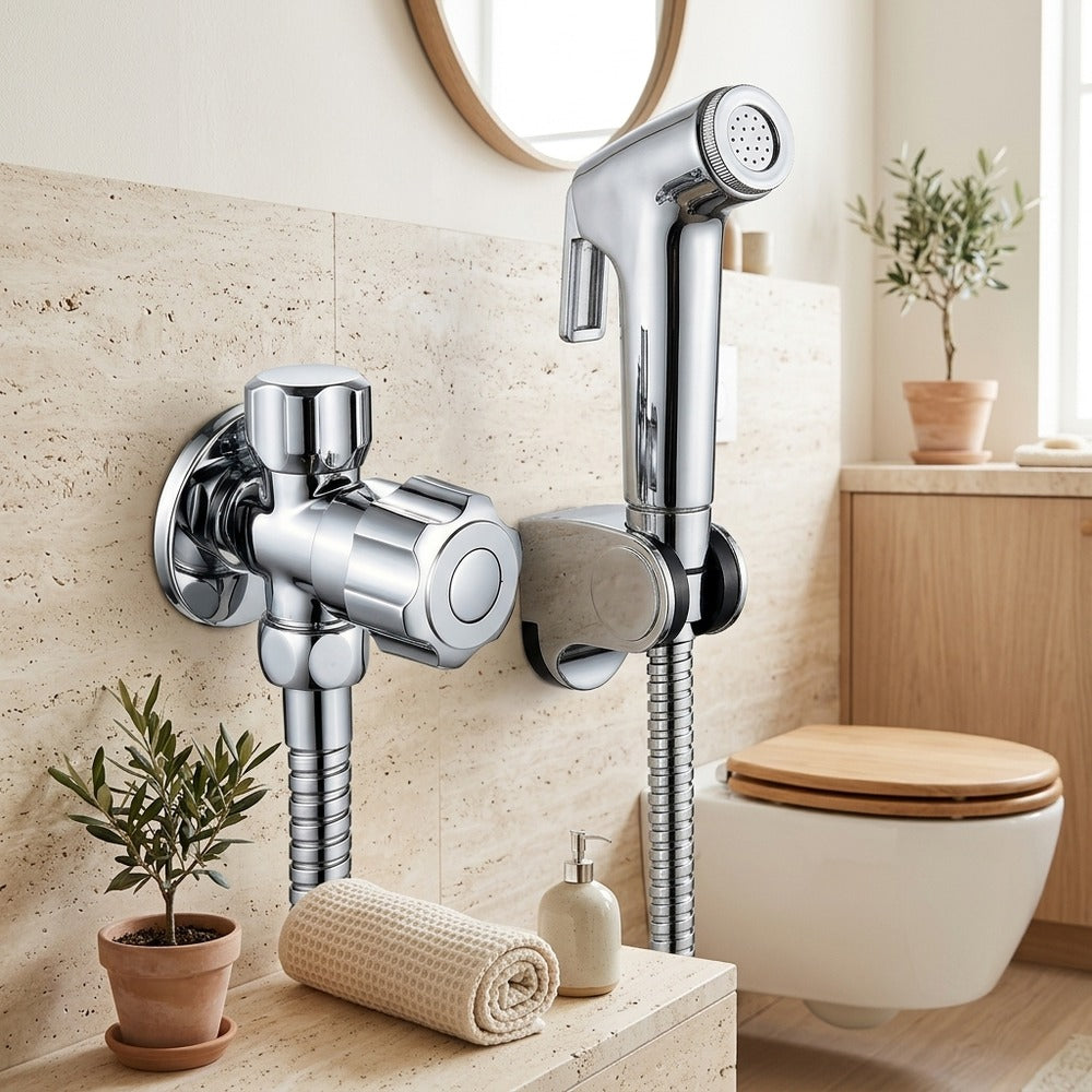 Lagomel wall-mounted bidet attachment, set in a Contemporary bathroom