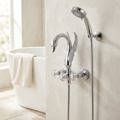 Lagomel wall-mount tub filler, set in a Vintage/Retro/Art Deco bathroom