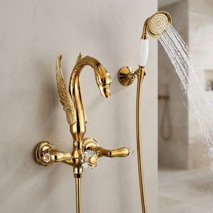 Lagomel wall-mount tub filler, set in a Vintage/Retro/Art Deco bathroom