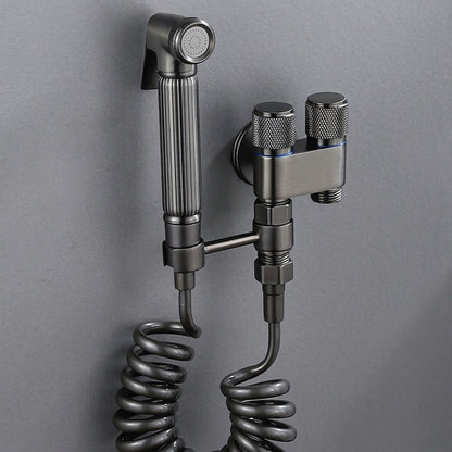 Lagomel wall-mounted bidet faucet in gunmetal, matte black, chrome, set in a Contemporary bathroom