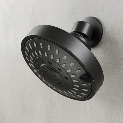 Lagomel wall-mounted fixed shower head, set in a Modern/Contemporary bathroom